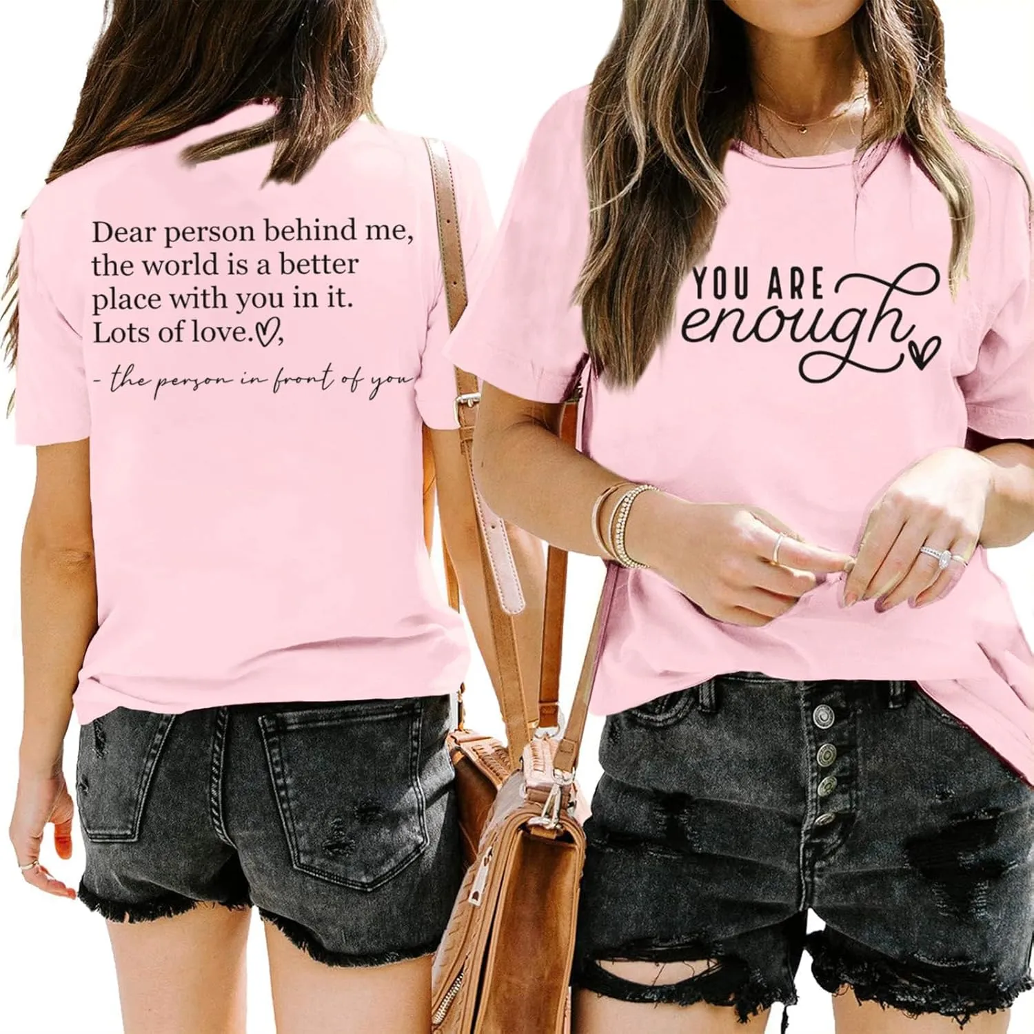 You are Enough Dear Person Behind Me Shirt Women Mental Health Matters Inspirational Tshirts Positive Tees Tops
