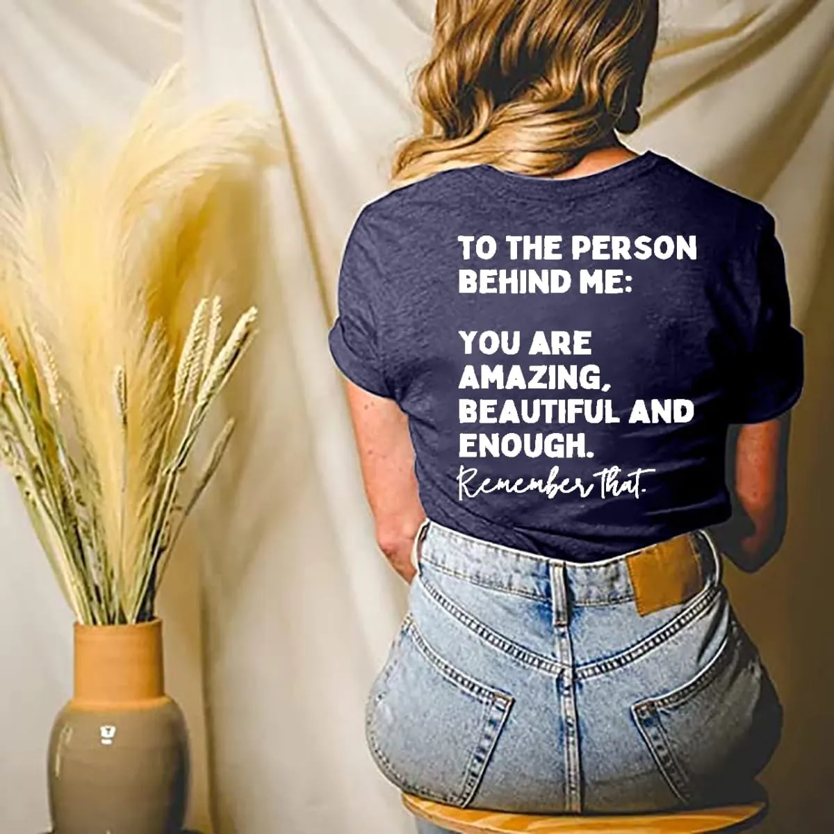 You Matter to The Person Behind Me T-Shirt Women Casual Short Sleeve V-Neck Shirts Tops Inspirational Graphic Tee