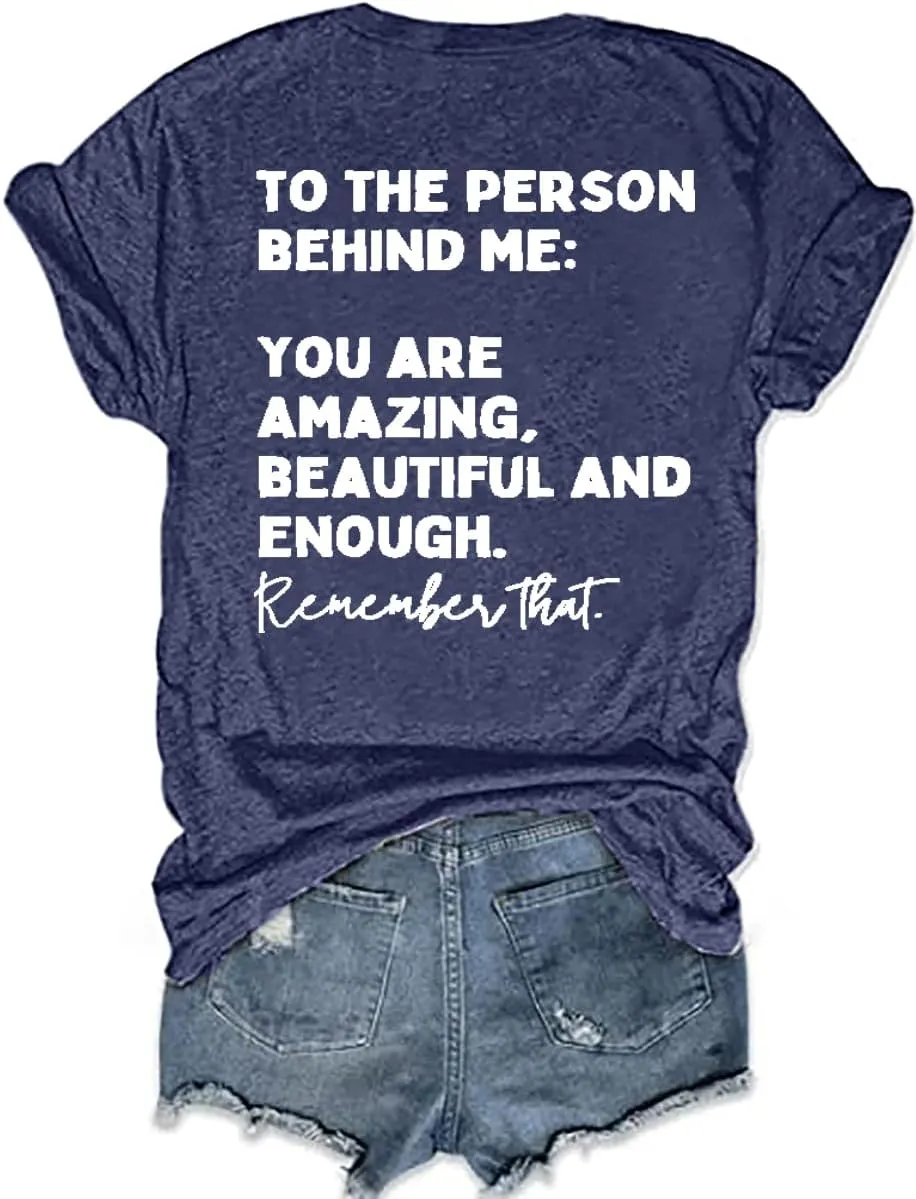 You Matter to The Person Behind Me T-Shirt Women Casual Short Sleeve V-Neck Shirts Tops Inspirational Graphic Tee