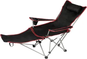 YSSOA Removable Footrest Reclining Camping Chair, 1-Pack, Black