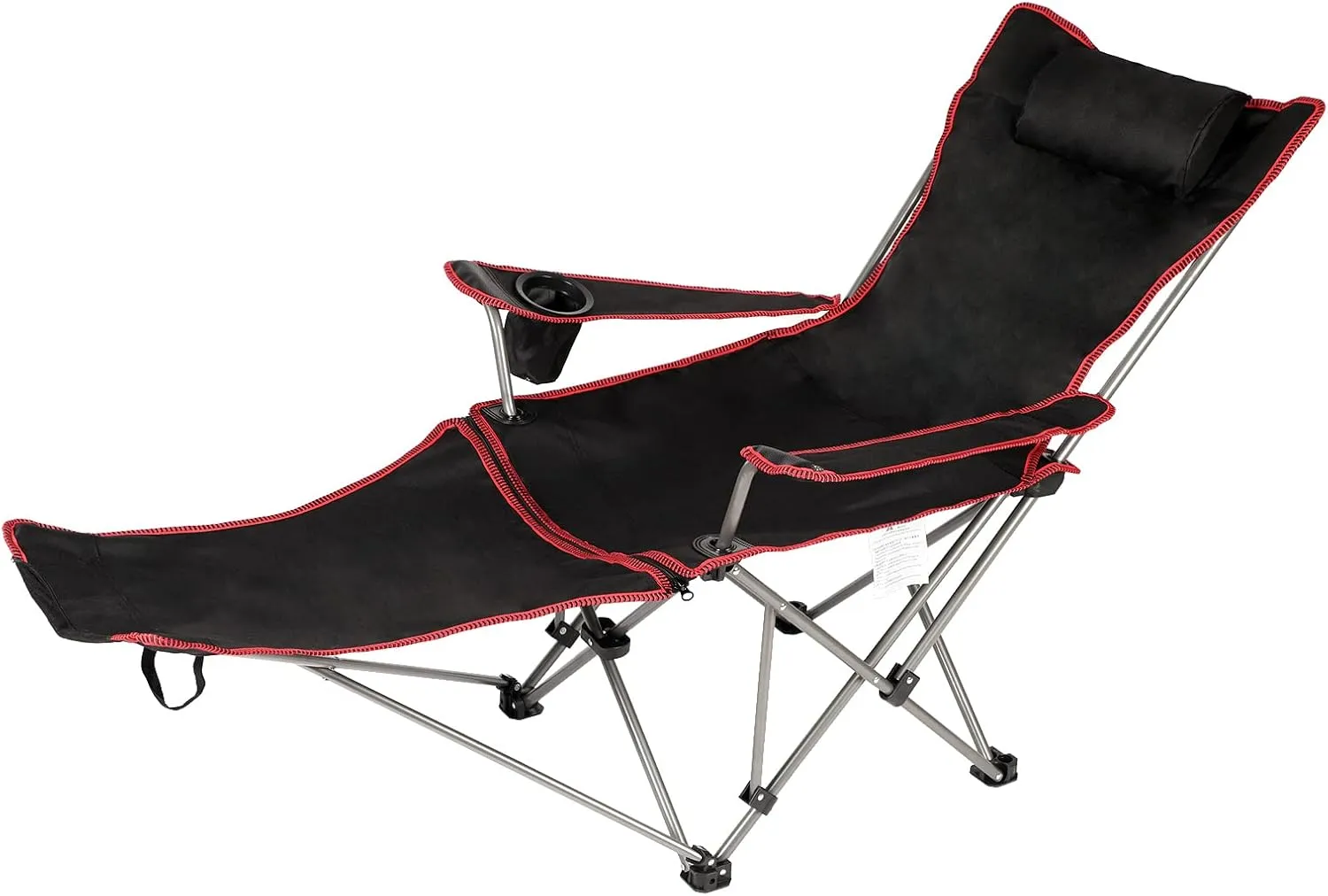 YSSOA Removable Footrest Reclining Camping Chair, 1-Pack, Black