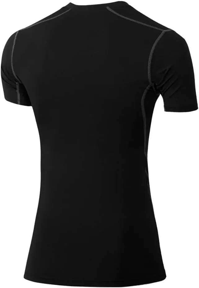 Yuerlian Women's Yoga Compression Shirt Sport Athletic T-Shirts Workout Tops Baselayer Gym Short Sleeve 3 Pack