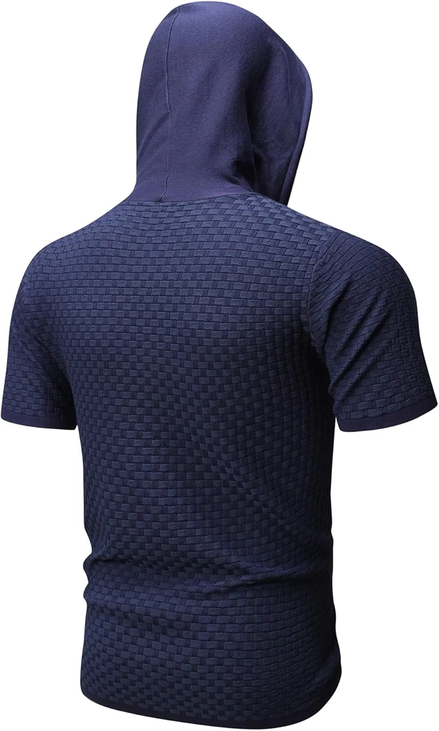 Zaitun Men's Short Sleeve Hoodie Shirt Casual Waffle Knitted Pullover Sweater