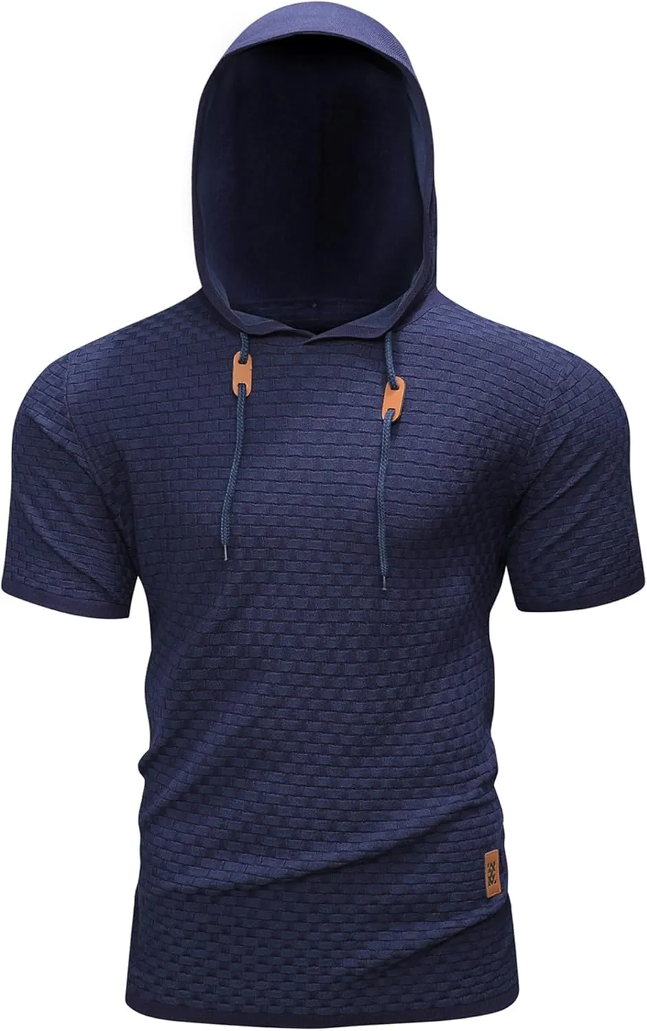Zaitun Men's Short Sleeve Hoodie Shirt Casual Waffle Knitted Pullover Sweater