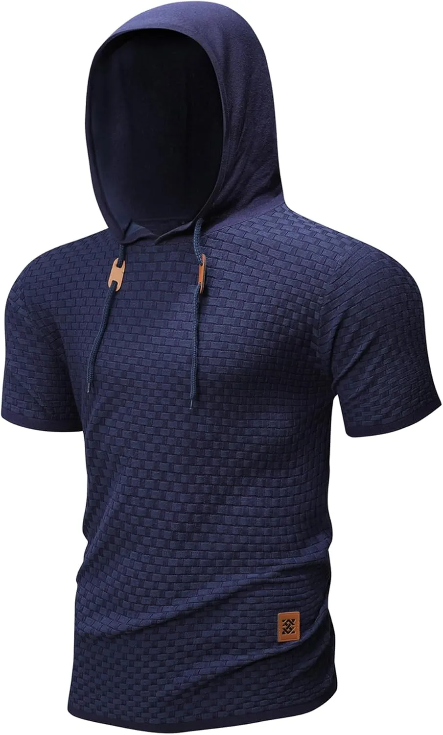 Zaitun Men's Short Sleeve Hoodie Shirt Casual Waffle Knitted Pullover Sweater