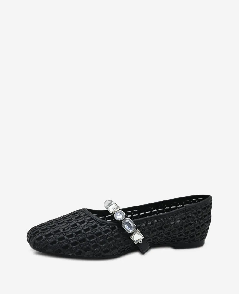 Zeta Raffia Jewel Mary Jane Flat