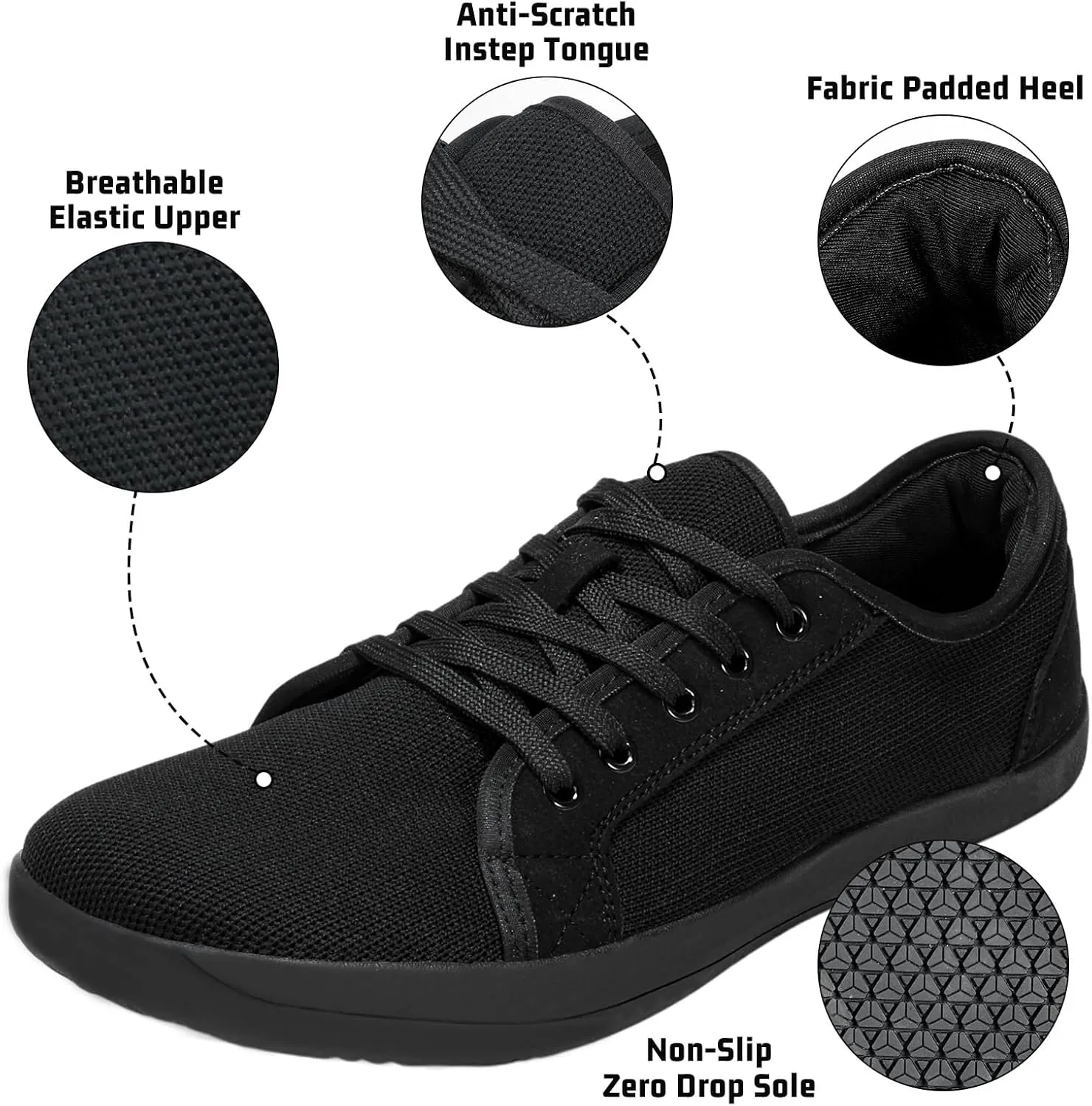 ZVC Barefoot Shoes Men Wide Toe Box Shoes Knitted Zero Drop Sole Sneakers for Mens Minimalist Footwear